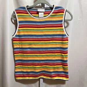 VTG 90s Designers Originals Rainbow Stripe Knit Tank Top Women’s M Dopamine Y2K